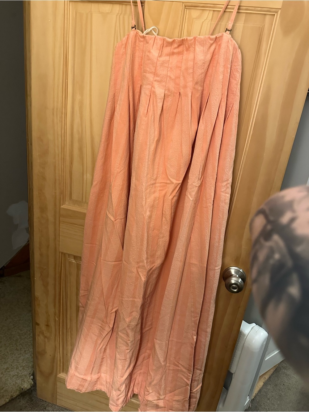 Women's Peach Pleated Maxi Dress